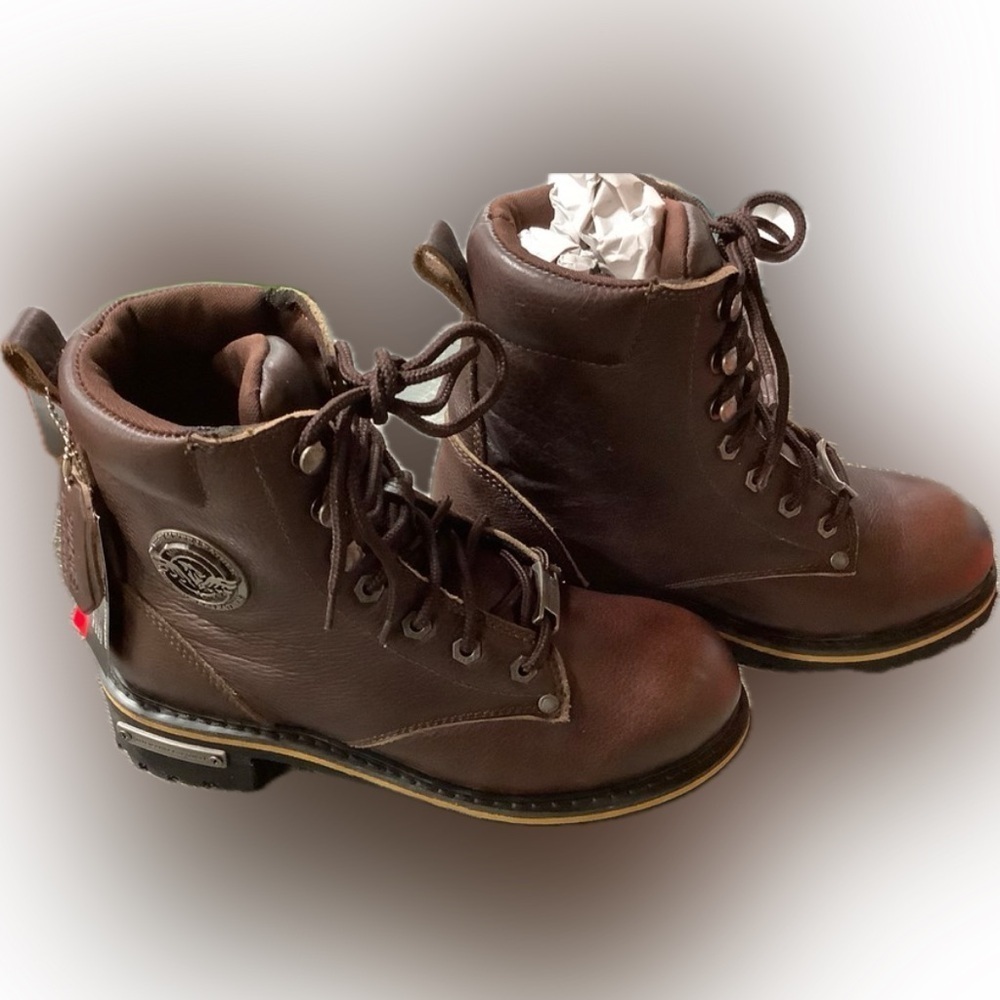 Milwaukee Leather Women’s Dark Brown Lace-Up Biker Boots Size 8, New in Box